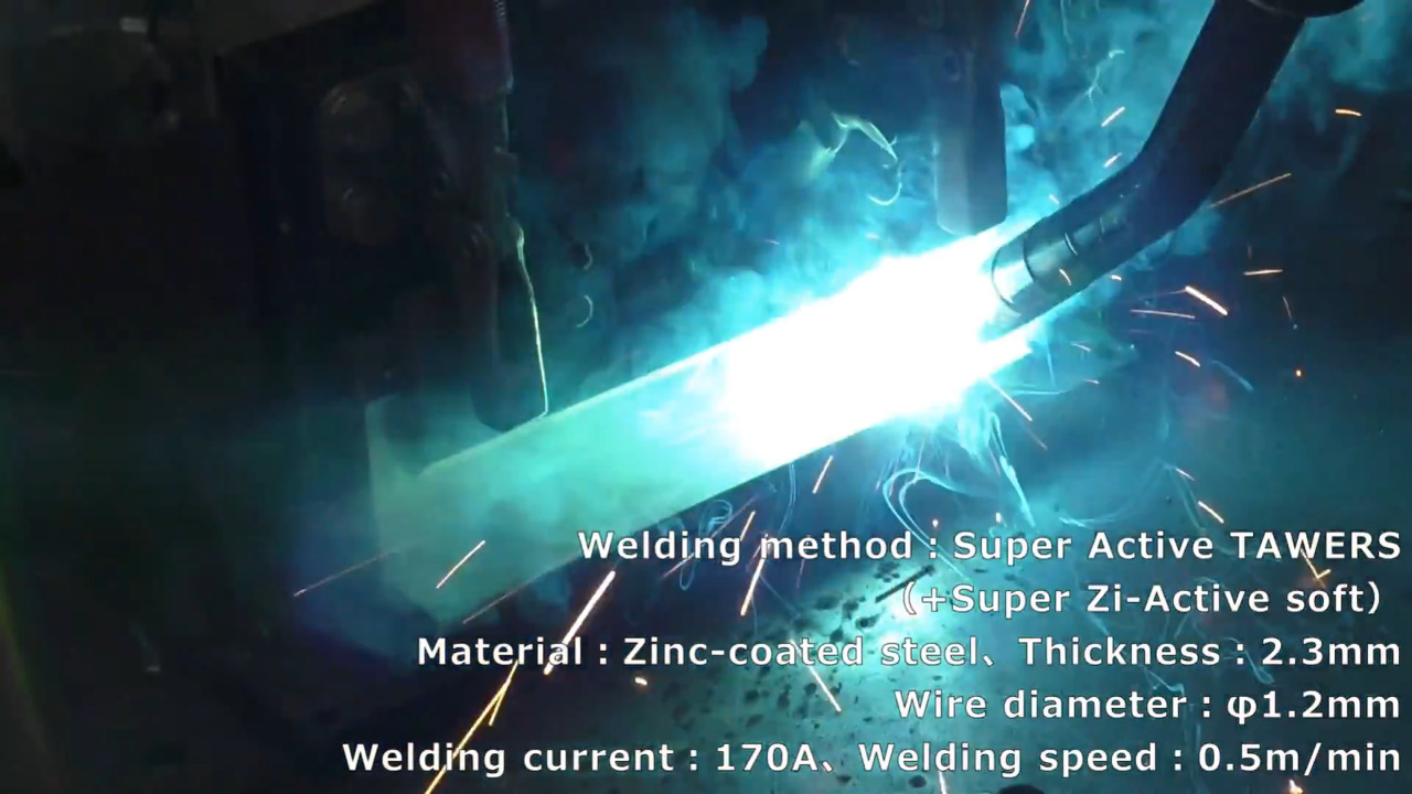 Video (scattering of spatter with standard CO2 welding)
