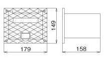 コネクター用ボックス（床埋め込み型）WZ-CB160 寸法図 （単位：mm）