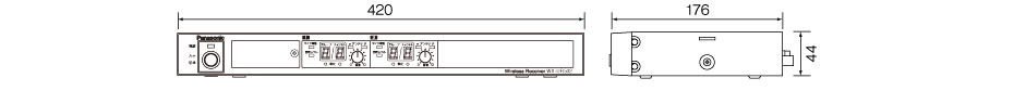 800ＭＨｚ帯ワイヤレス受信機２波用 WX-UR502　寸法図（単位：mm）
