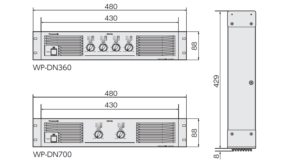 デジタルパワーアンプ WP-DN700/DN360（1000W×2/560W×4） - 製品一覧 