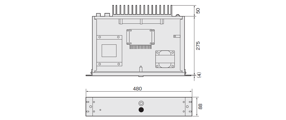 電力増幅ユニット　WU-P52　寸法図（単位：mm）