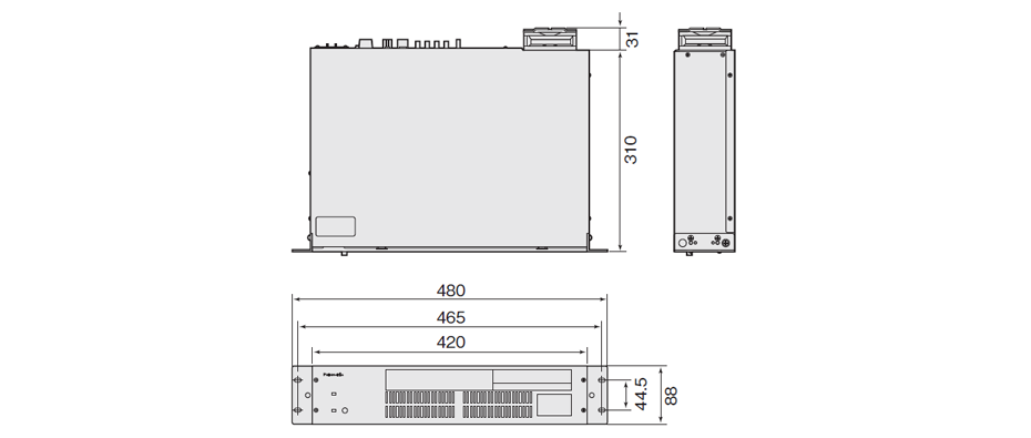 非常電源ユニット　WP-570B 寸法図（単位：mm）