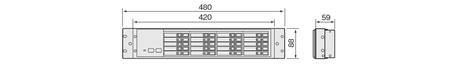 増設用操作ユニット WK-EX520（20局）/510（10局）寸法図（単位：mm）