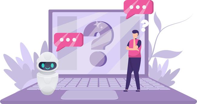 AIチャットボットとは、『チャット（会話）』と『ボット（ロボット）』を組合わせた言葉で、「自動会話プログラム」を指します。