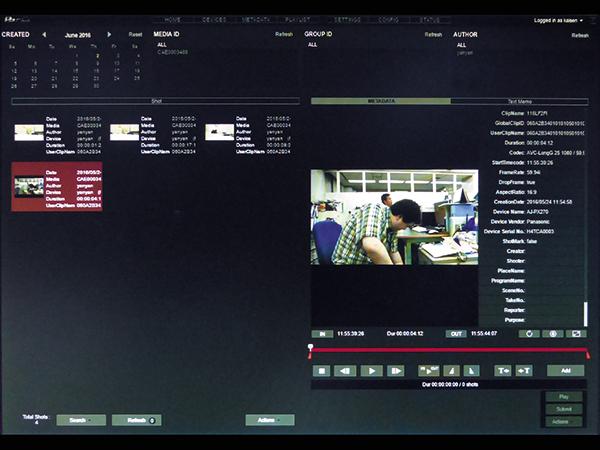 写真：P2 Castの操作画面。AVC-Proxy G6の6Mで撮影。本線はAVC-LongG25の25M