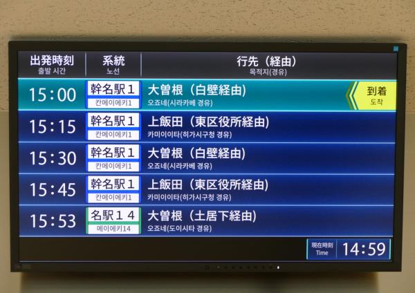 写真：フルカラーで見やすい案内表示。5言語に対応