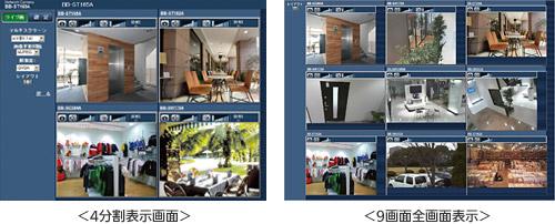 4画面および9画面表示