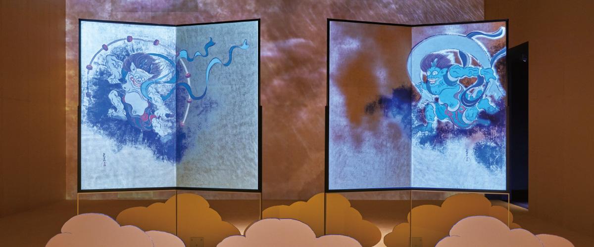 写真：屏風に投射された風神雷神図