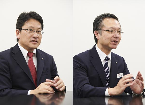 写真：(左)株式会社メディセオ 上席執行役員 ロジスティクス本部長 若菜純様 (右)株式会社メディセオ 物流戦略部 戦略グループ マネジャー 友藤喜章様