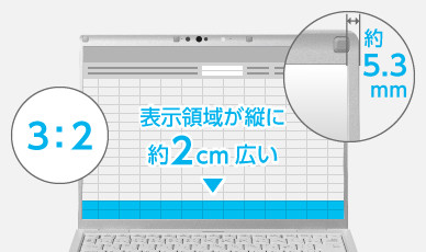 作業効率が上がる3：2比率の14.0型大画面