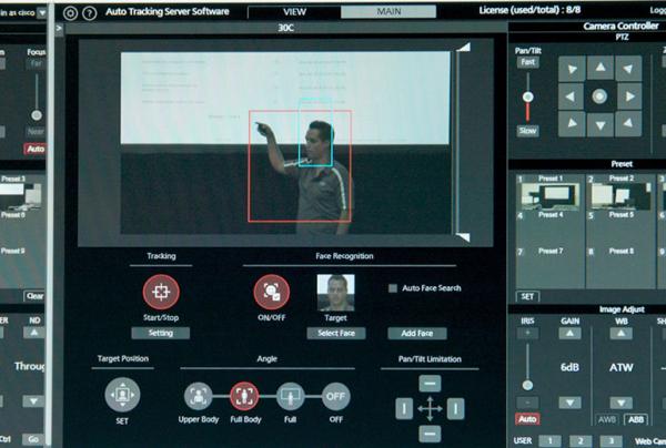 写真：自動追尾ソフトウェアAW-SF200Gにより、顔や人体を認識