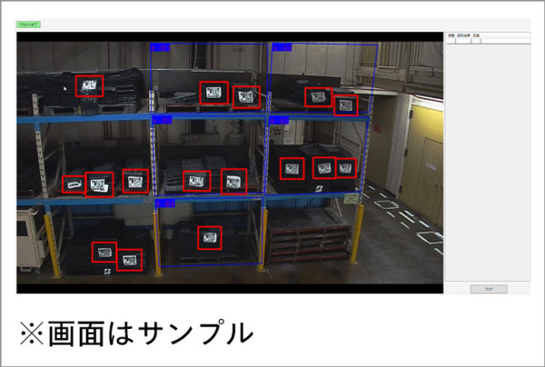 写真：“練ゴム”収納棚のエフをPTZカメラが瞬時に読み取り、PCやタブレットでチェック可能