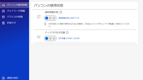 PC快適NAVIのパソコンの使用状態
