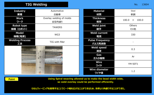 金型肉盛り TIG