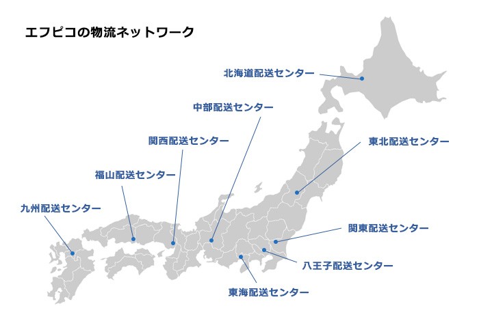 国内にあるエフピコに物流センター