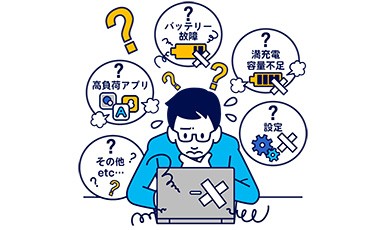 バッテリーの問い合わせに対して切り分け作業で困っている