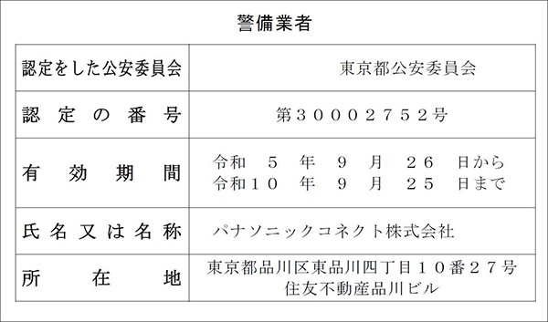 警備業者標識​