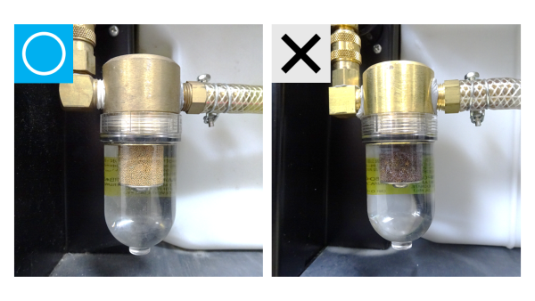 水フィルターは決められた頻度でメンテナンスを実施下さい