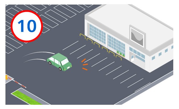 駐車場を規定の制限速度以上で走行している車と車や人が衝突する恐れ