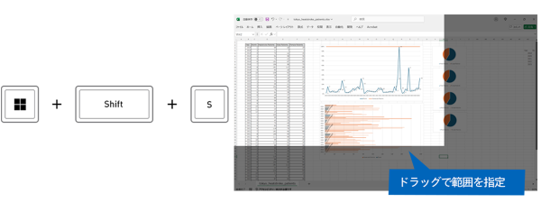 画面範囲を指定してコピー（キャプチャー）する