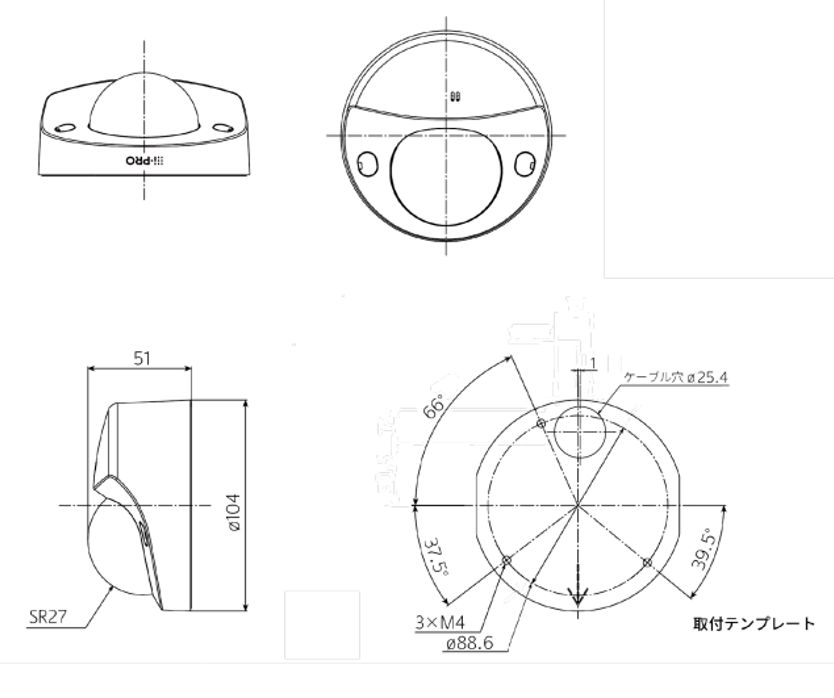 寸法図：WV-U31301-F2L / WV-U31401-F2L