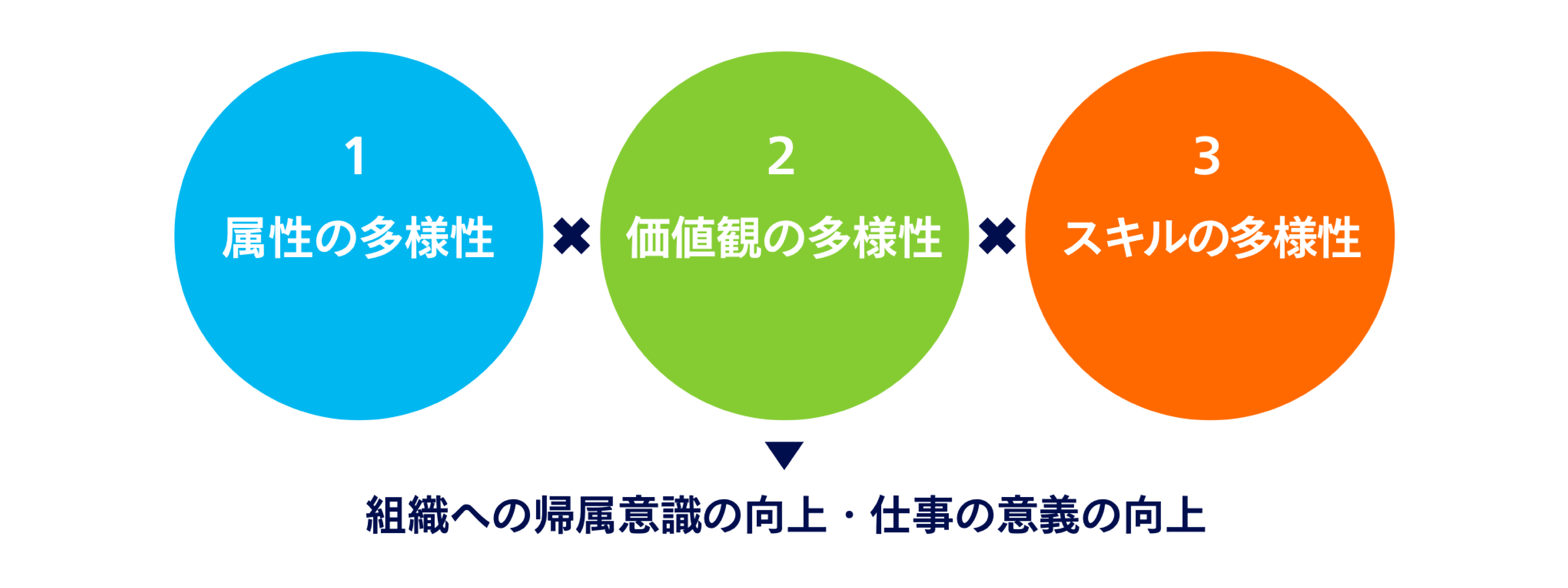 属性の多様性、価値観の多様性、スキルの多様性が組織への帰属意識の向上・仕事の意義の向上