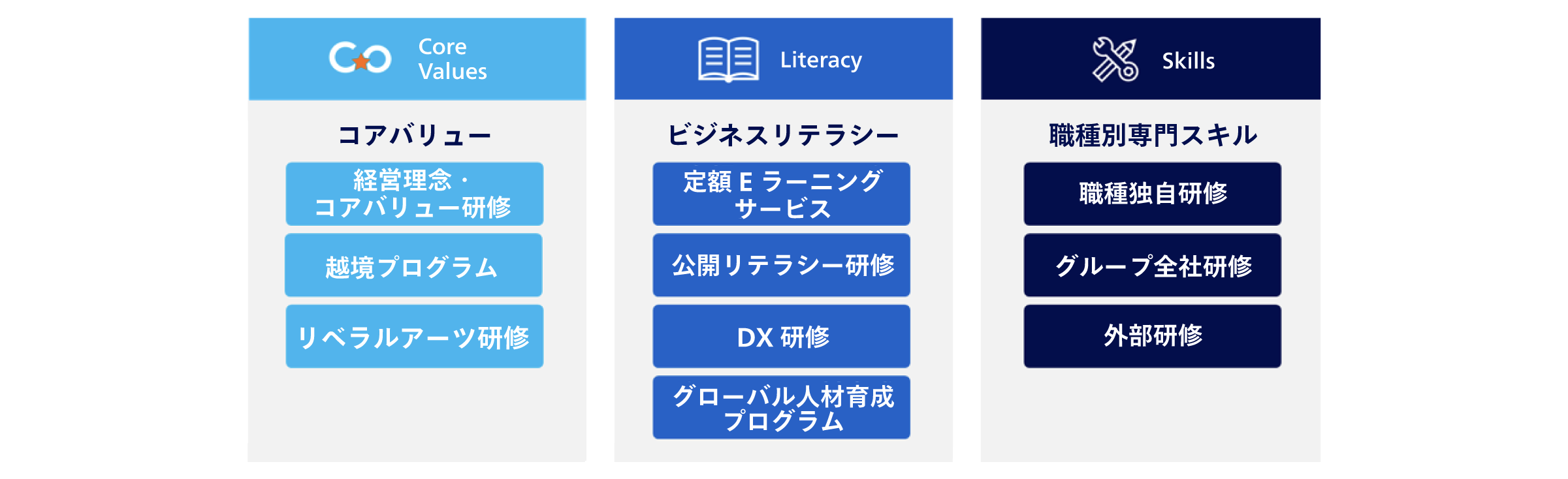 コアバリュー・ビジネスリテラシー・職種別専門スキル