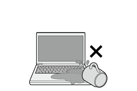 PCに液体をこぼさないように