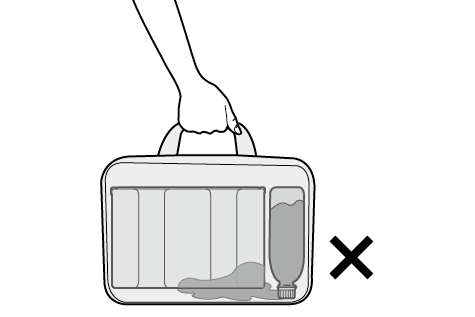 カバンの中のペットボトルから液体がこぼれないように