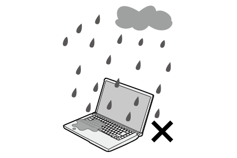 雨などでパソコンをぬらさない