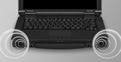 98dBの大音量ステレオスピーカー