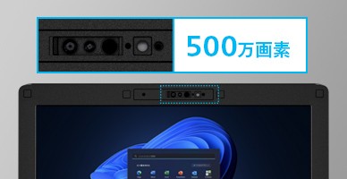 500万画素の顔認識対応IRカメラ搭載（カメラカバー付）