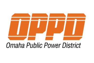 OPPDのオレンジ色のロゴ、下に「Omaha Public Power District」の文字