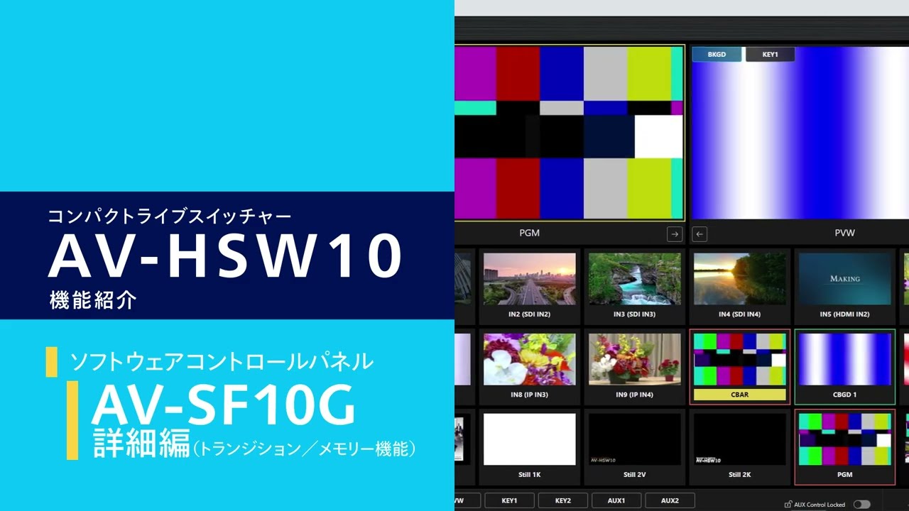 ソフトウェアコントロールパネル AV-SF10 のトランジションと各種メモリー機能 | AV-HSW10