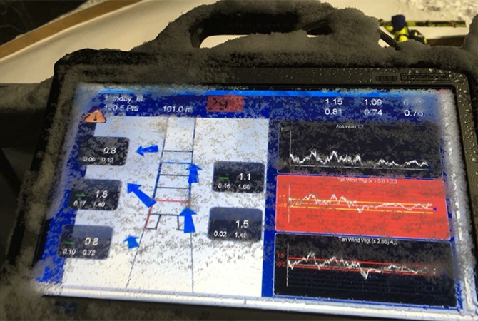 写真:コーチボックスに据え付けられているTOUGHBOOK旧機