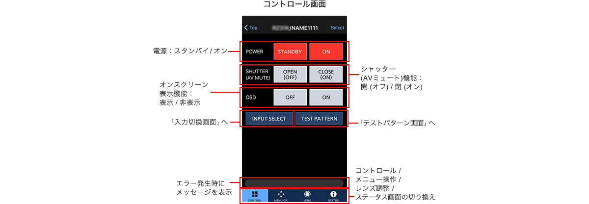 コントロール画面イメージ