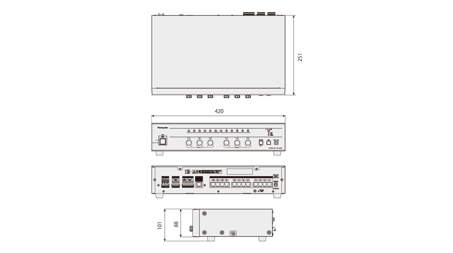 センターユニット　WX-CX200　寸法図（単位：mm）