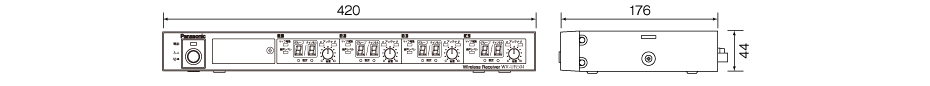 800ＭＨｚ帯ワイヤレス受信機４波用 WX-UR504　寸法図（単位：mm）