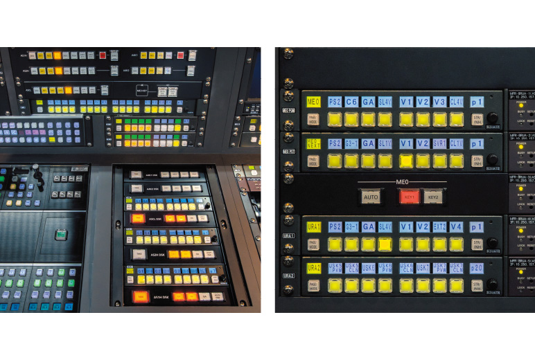 写真：A/Bバス スイッチとTAKEボタン、そして2系統のキーヤーを備えた簡易パネル