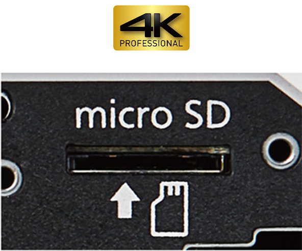 4Kロゴ画像、microSDカード記録機能の画像
