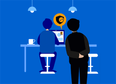 AIセンサーのぞき見検知のイラスト