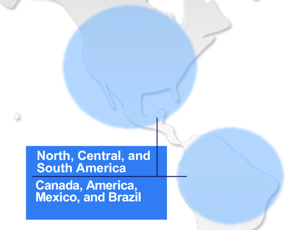 North, Central, and South America