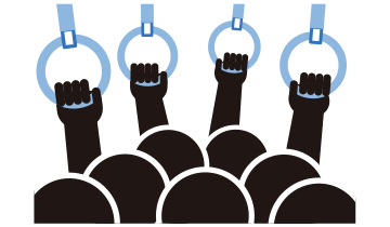 満員電車での加圧と振動のイメージ画像