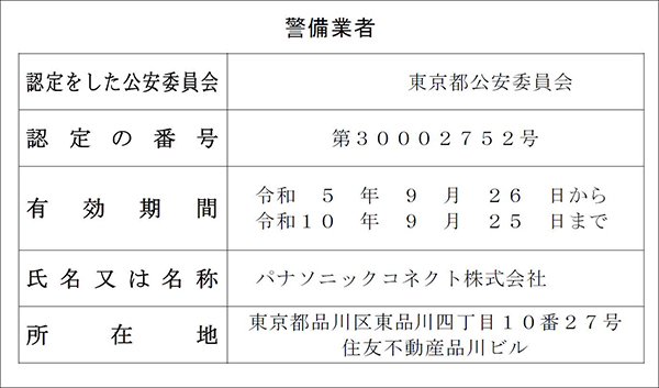 警備業者標識​