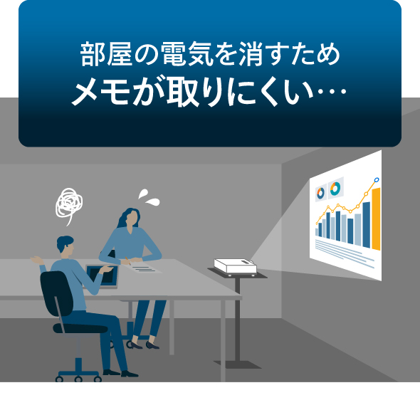 部屋の電気を消すためメモが取りにくい