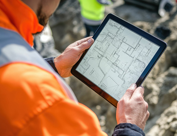 屋外でのタブレット