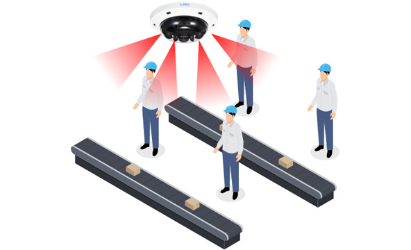 少ない台数での広範囲・高精細の監視。 気になる箇所も高解像度で確認が可能