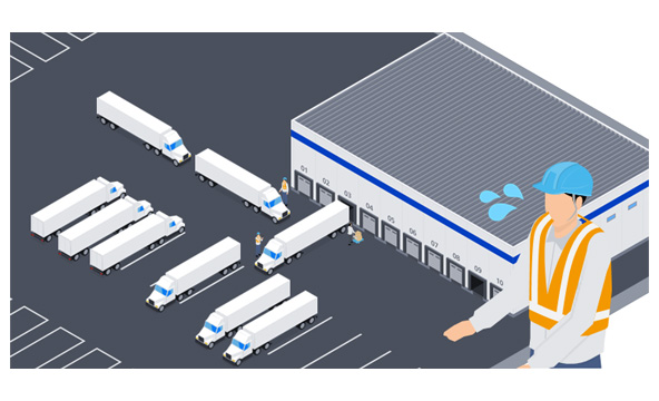 荷捌場やトラックヤードで無駄な作業待機車両が発生したり、誘導員の車両案内に工数がかかる