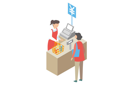 実際の店舗にて接客の様子を確認し指導を行っていた