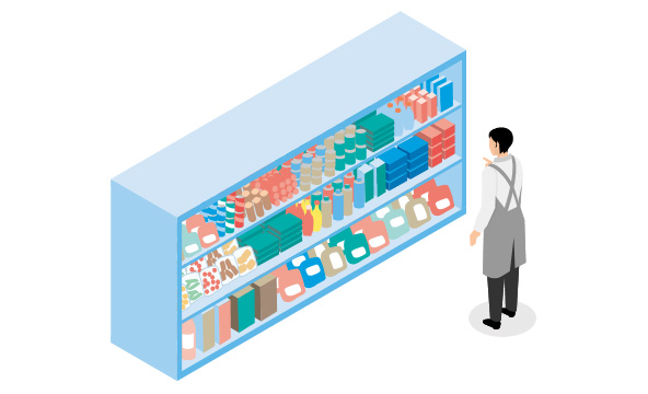 店舗ごとに在庫管理は店員が日次で目視確認を行っている